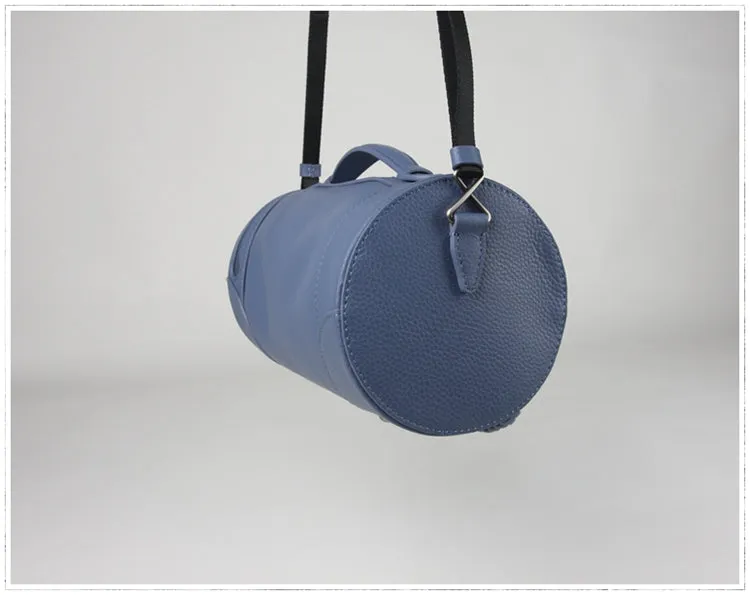 Cute Womens Orange Leather Bucket Shoulder Purse Barrel Crossbody Bag Purse for Ladies