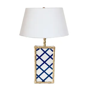 Dana Gibson Bamboo Lamp in Blue Lattice