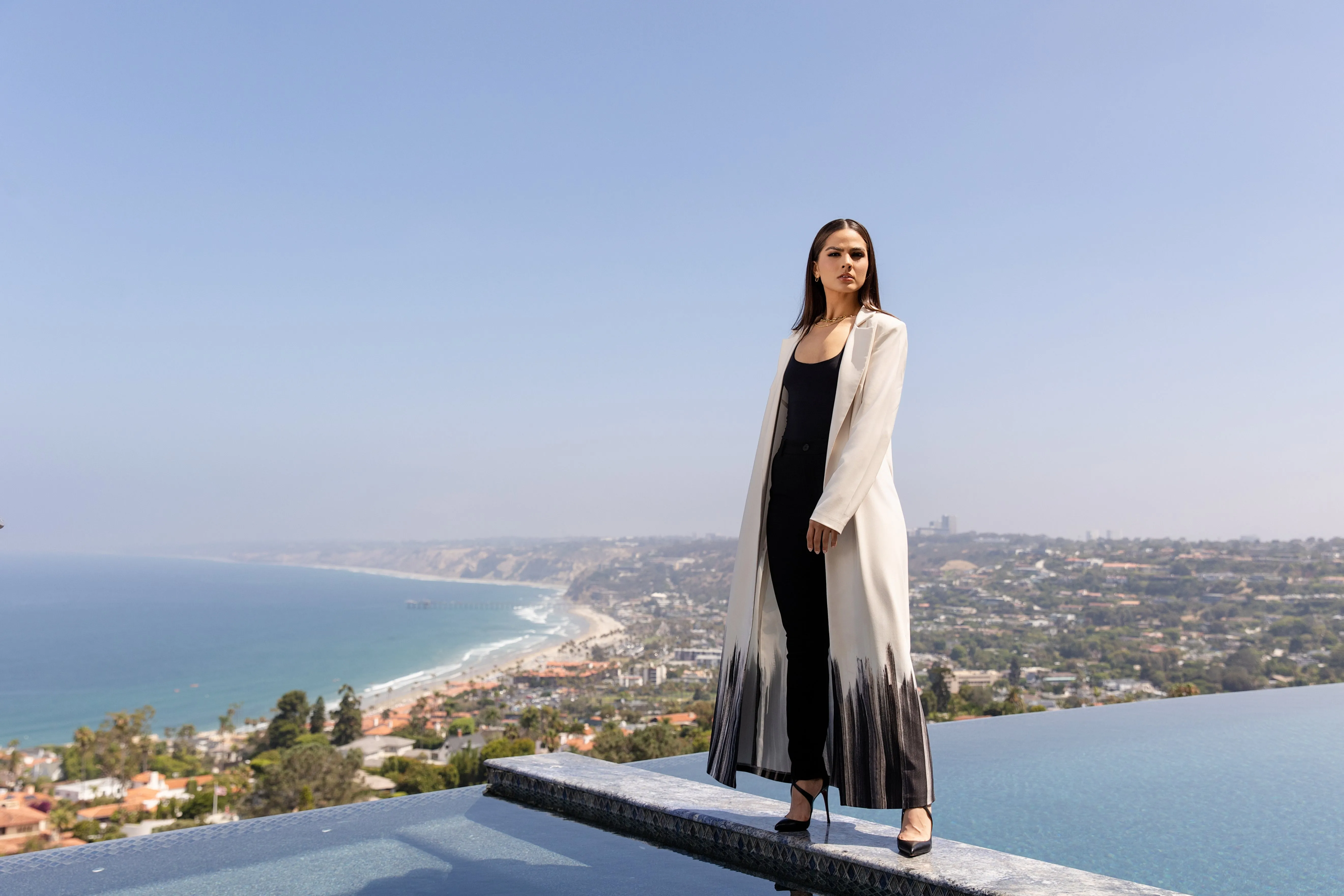 Dara White Long Caftan Jacket