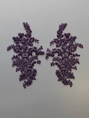 Deep Violet Corded Lace Appliques - Mona