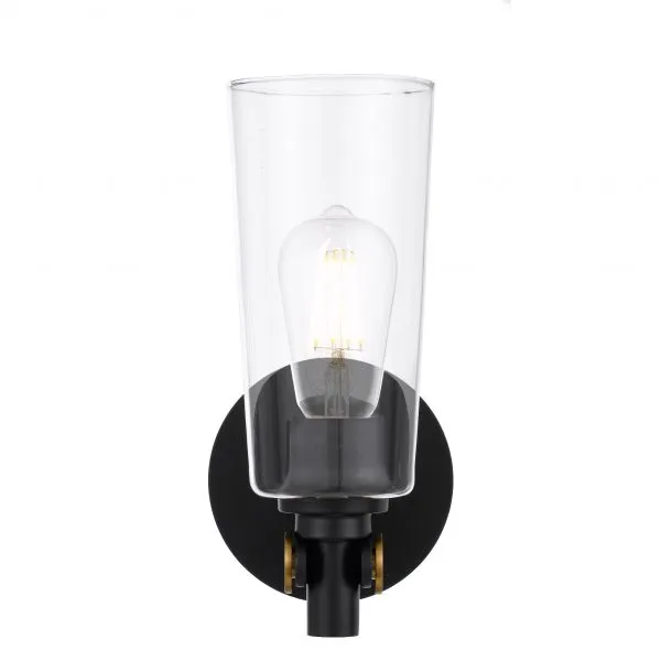 Delmar Black and Clear Industrial Modern Wall Light
