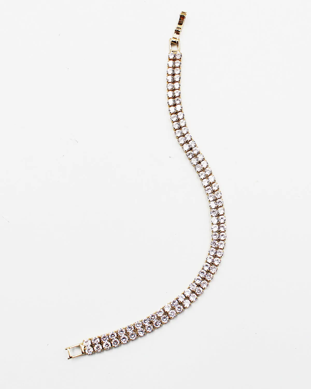 Double Decked Round Cut CZ Tennis Bracelet