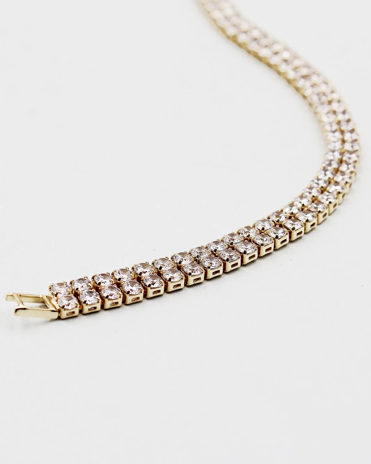 Double Decked Round Cut CZ Tennis Bracelet