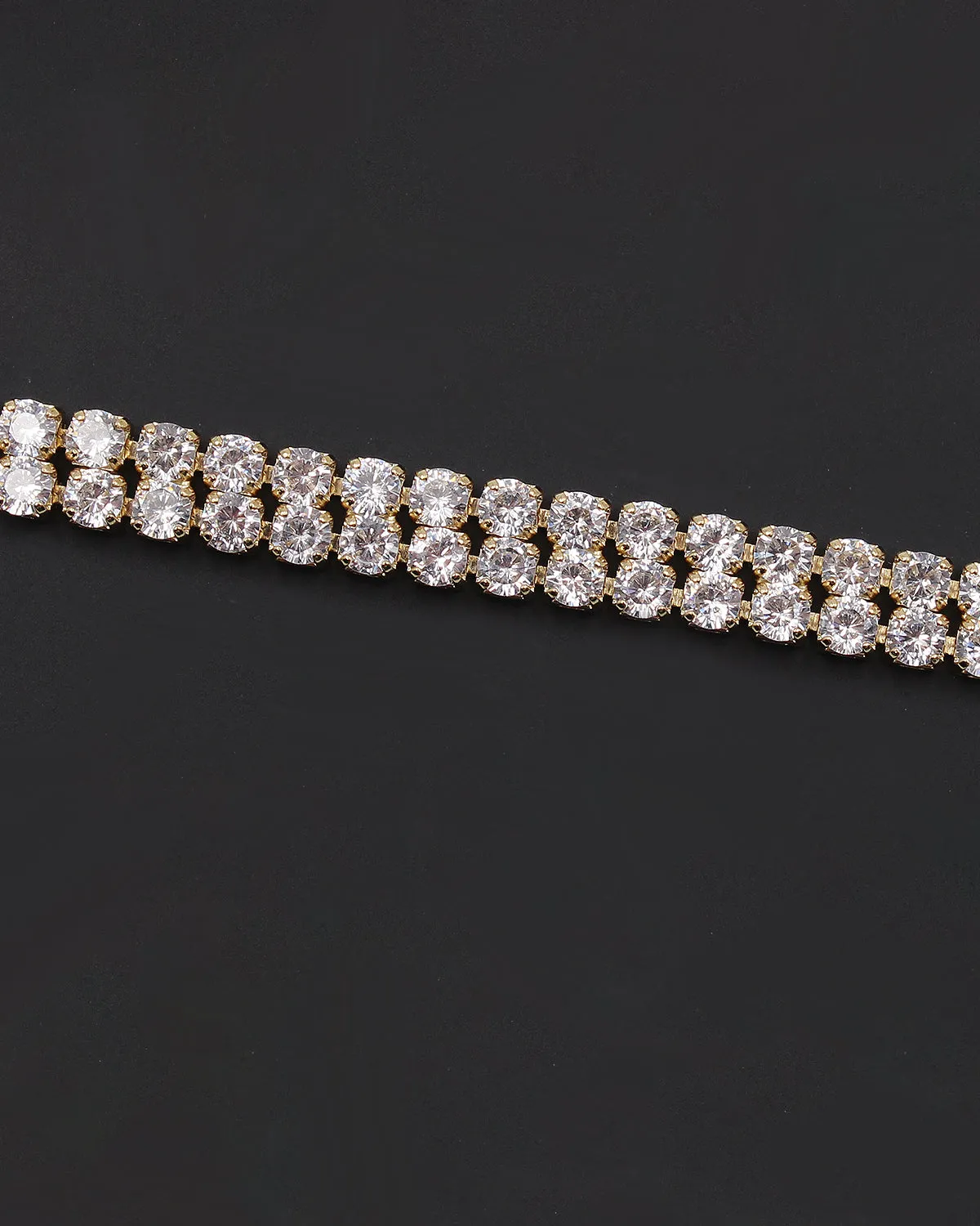 Double Decked Round Cut CZ Tennis Bracelet