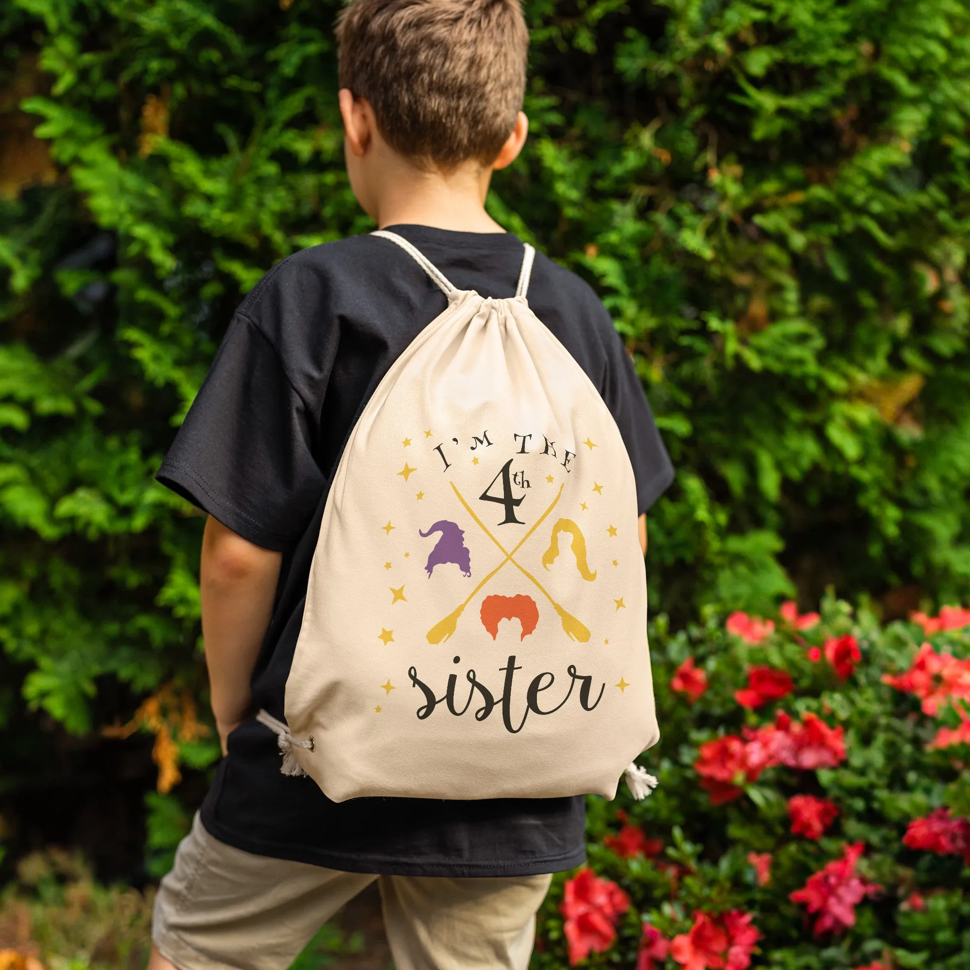 Drawstring Canvas Backpack I'M THE 4th Sanderson SISTER