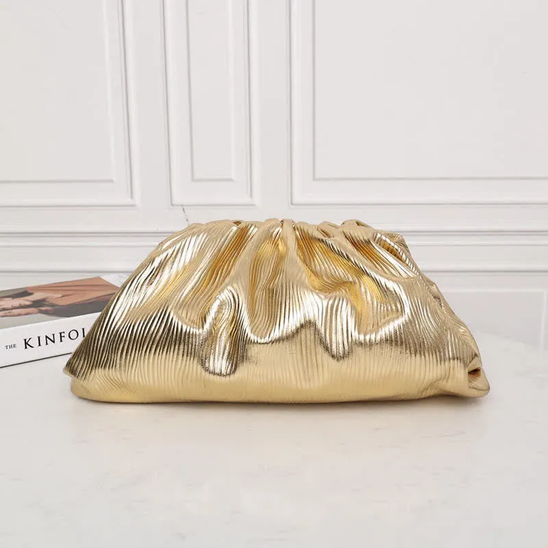 Dumpling Clutch Crossbody Bag Cloud Sparkly Metallic Purse for Women