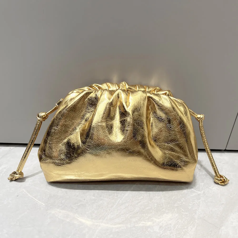 Dumpling Clutch Crossbody Bag Cloud Sparkly Metallic Purse for Women