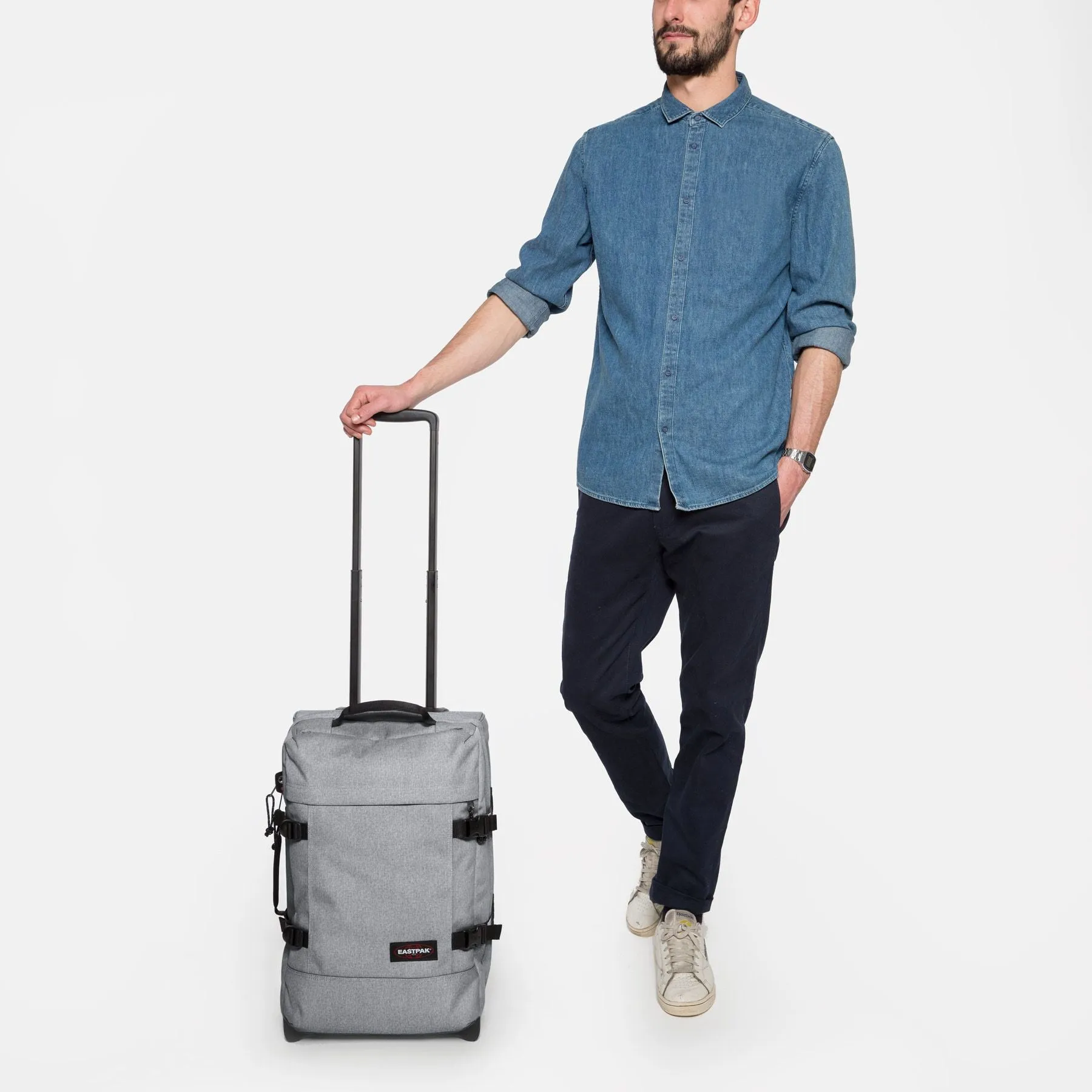 Eastpak - (size S) 42L Tranverz suitcase luggage trolley with TSA combination lock (EK00061L3631) - Sunday Grey