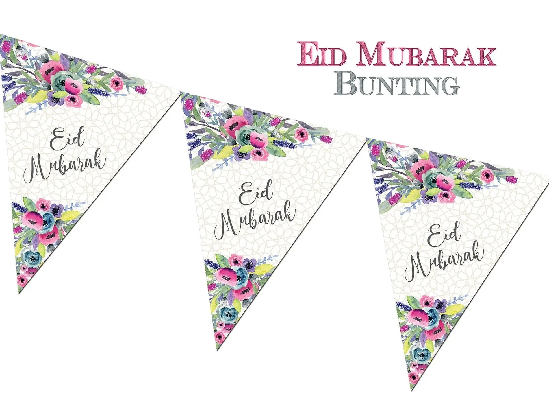 Eid Mubarak Bunting Kits (2 Metres, 10 Flags)