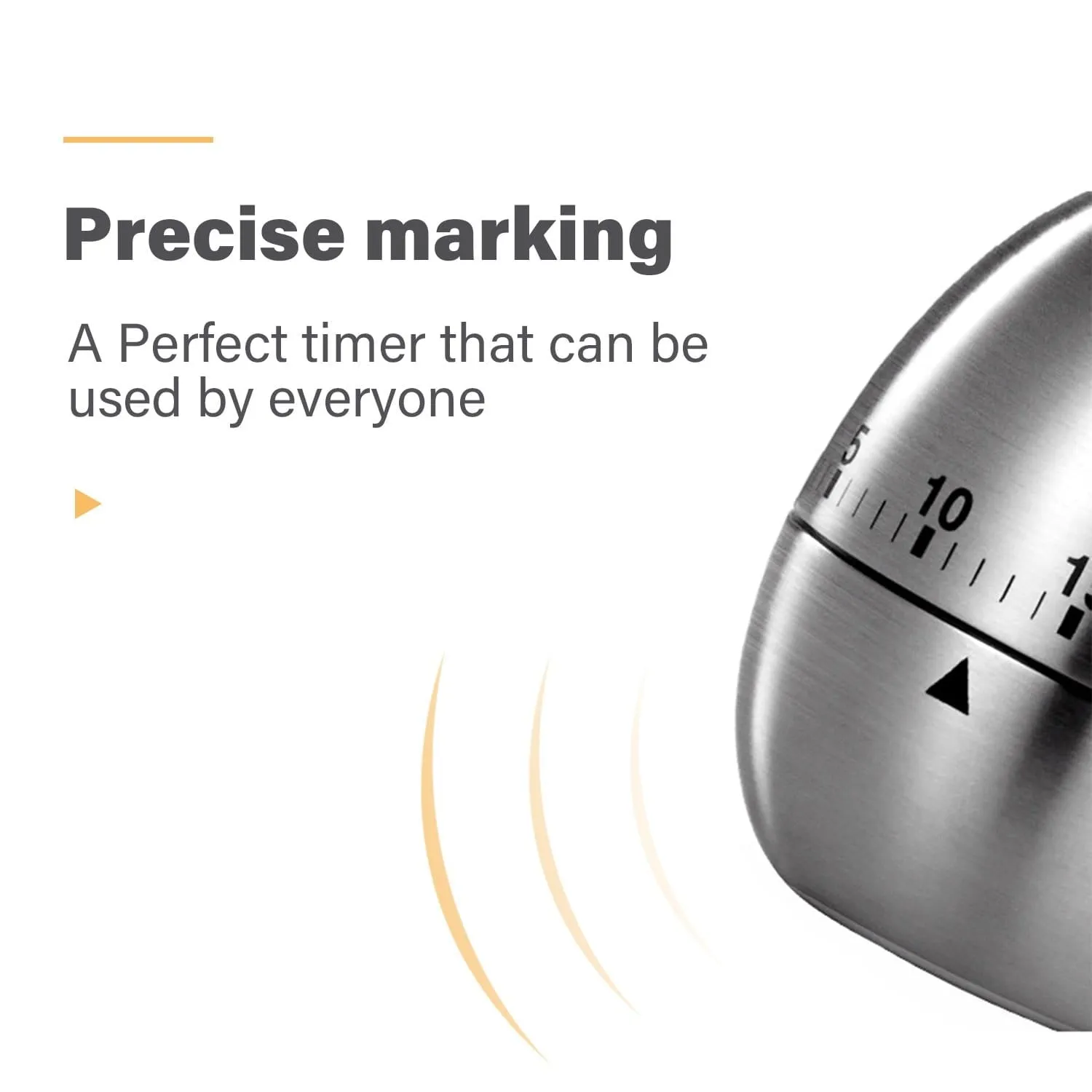 ELEGANT Kitchen Timer Egg Shaped Stainless Steel Cooking Timer Mechanical Rotating