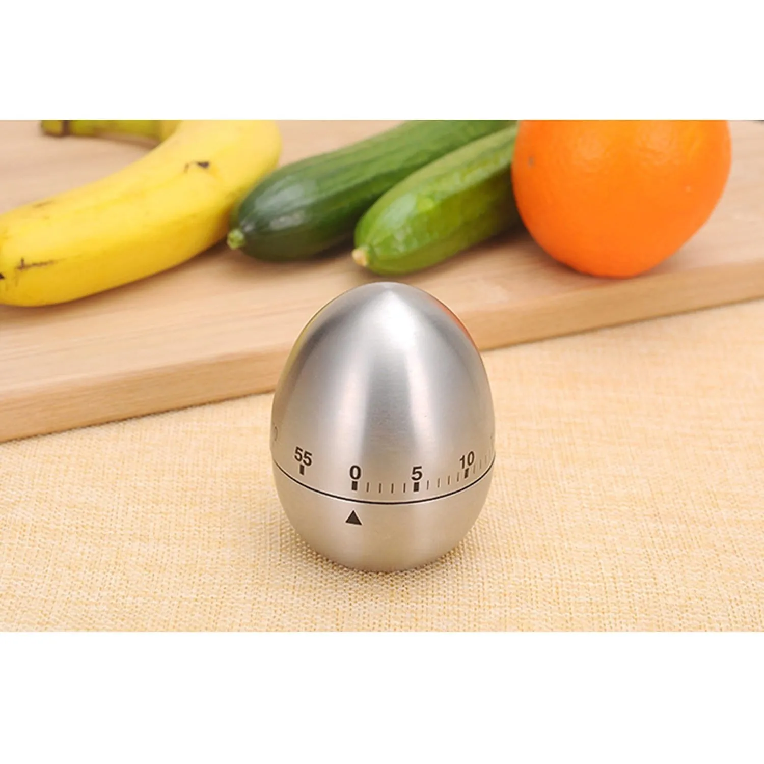 ELEGANT Kitchen Timer Egg Shaped Stainless Steel Cooking Timer Mechanical Rotating