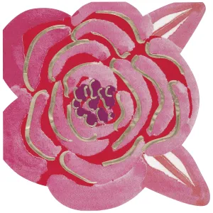Elegant Valentine Large Flower Shaped Lunch Napkins, 16 Count