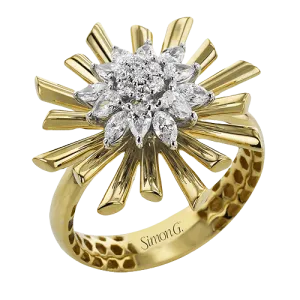 Flower Fashion Ring In 18k Gold With Diamonds