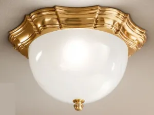 Flush Ceiling Fitting With Blown Satin Glass