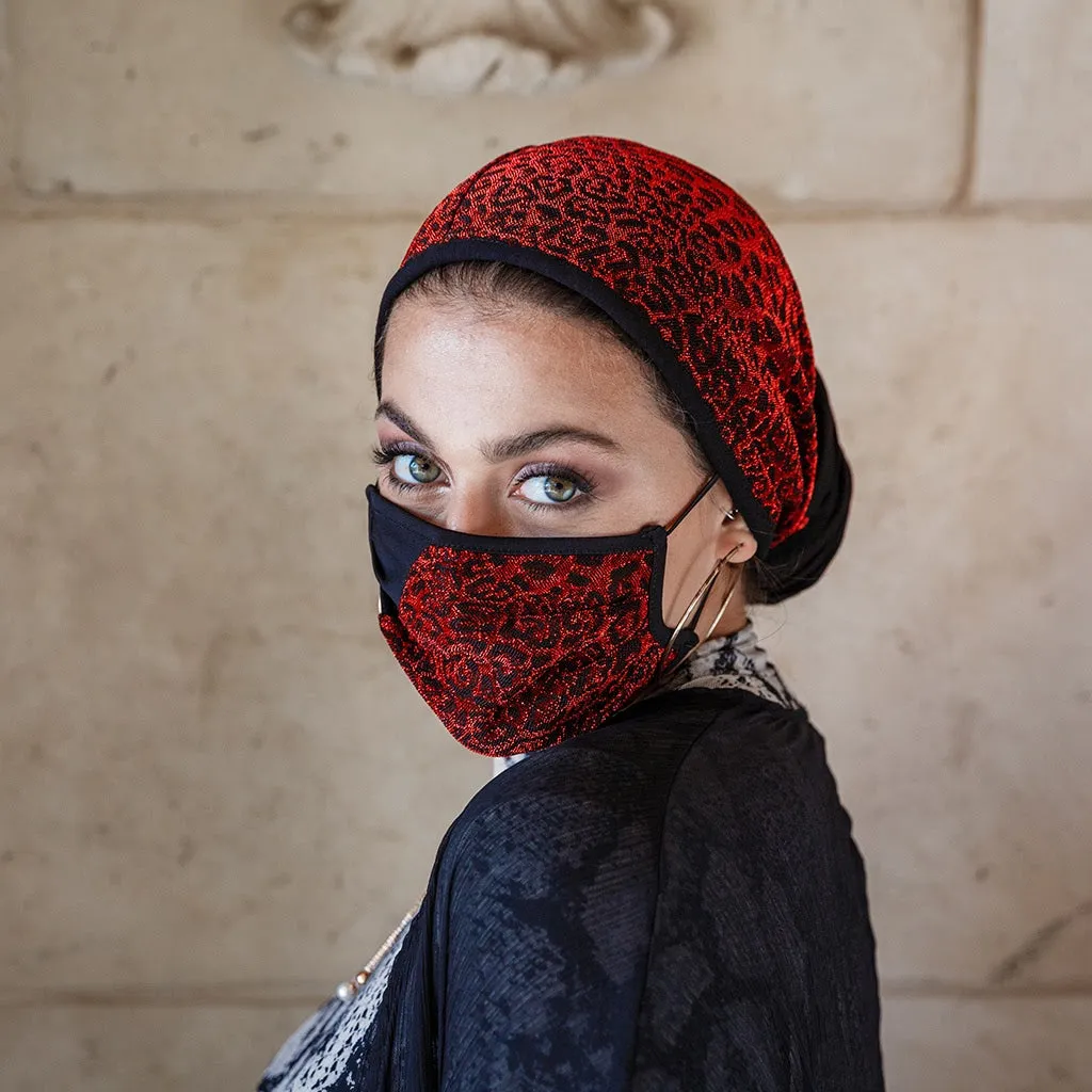 Glimmering Red Leopard Turban