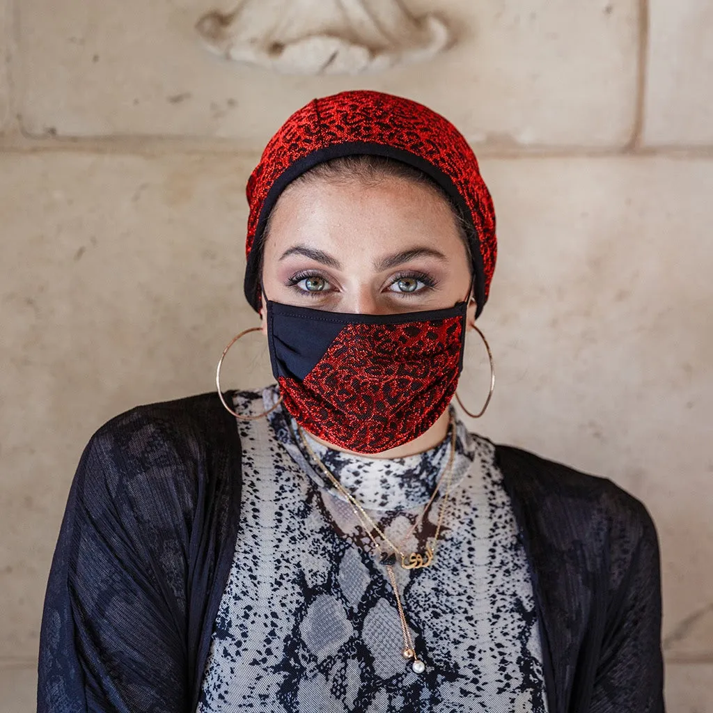Glimmering Red Leopard Turban