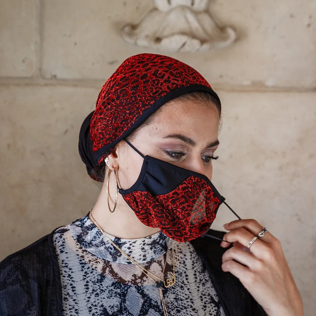 Glimmering Red Leopard Turban