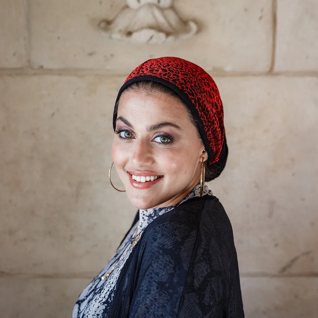 Glimmering Red Leopard Turban