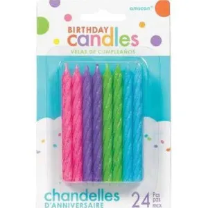 Glitter Multicolor Bright Spiral Birthday Candles