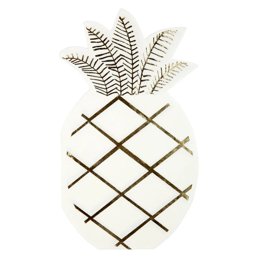 Gold Foil Pineapple Napkins Pack of 16