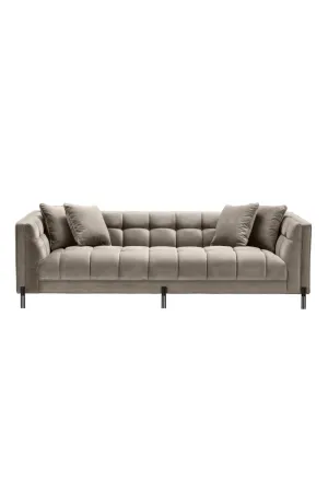 Greige Velvet Tufted Sofa | Eichholtz Sienna