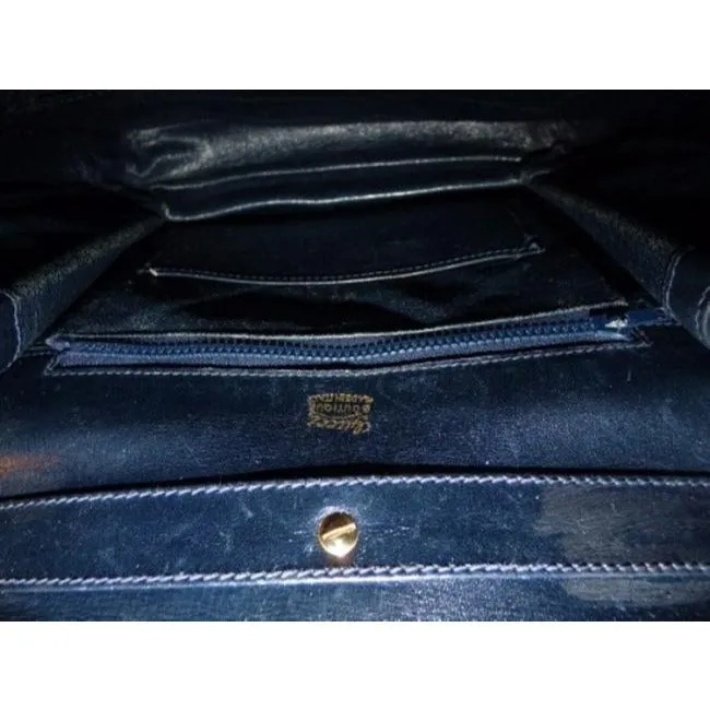 Gucci Vintage Blue Suede Leather Trim With Wide Red Blue Stripe