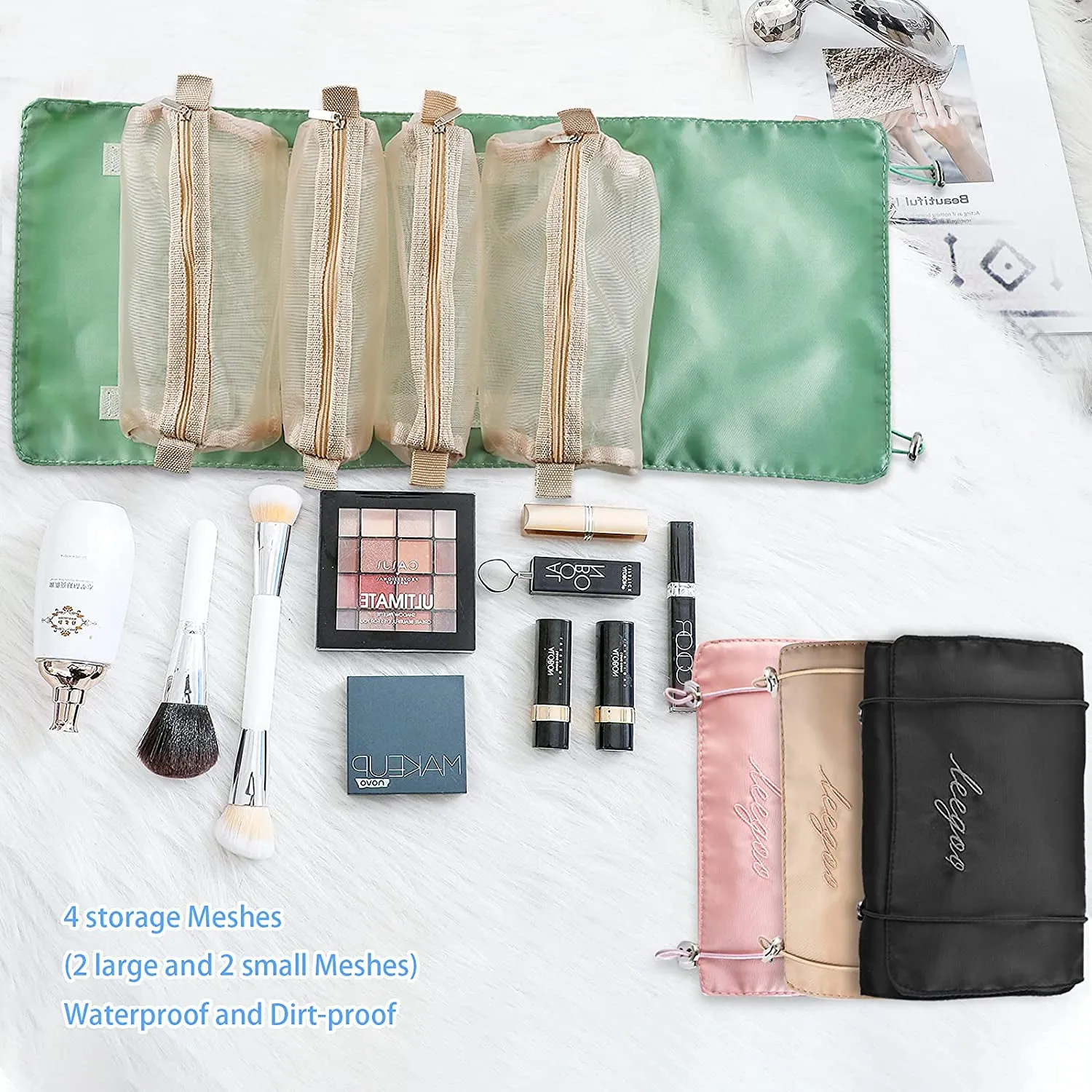 Hanging Roll-Up Makeup Bag