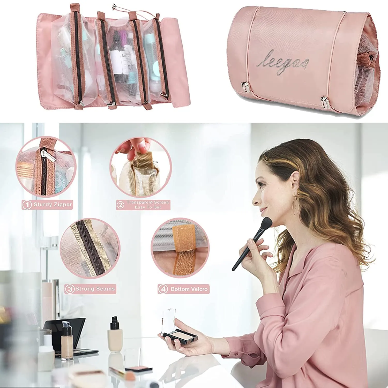Hanging Roll-Up Makeup Bag