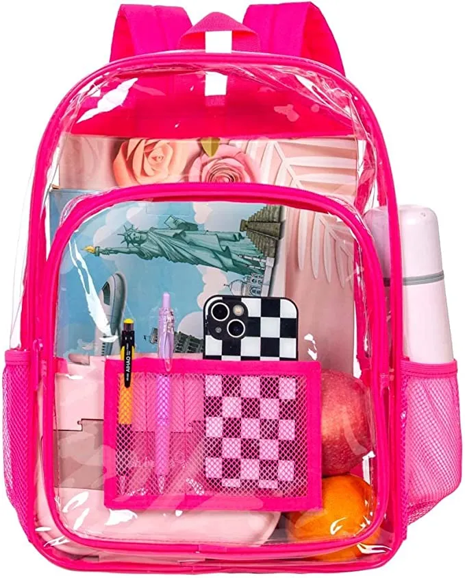 Heavy Duty Turquoise See Through Clear Trendy Backpack