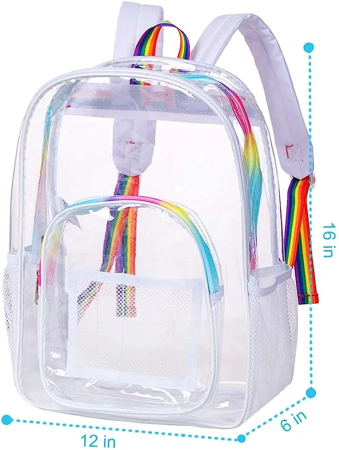 Heavy Duty Turquoise See Through Clear Trendy Backpack