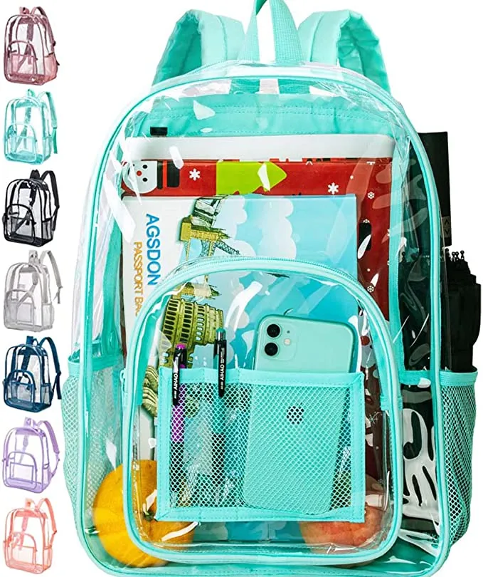 Heavy Duty Turquoise See Through Clear Trendy Backpack