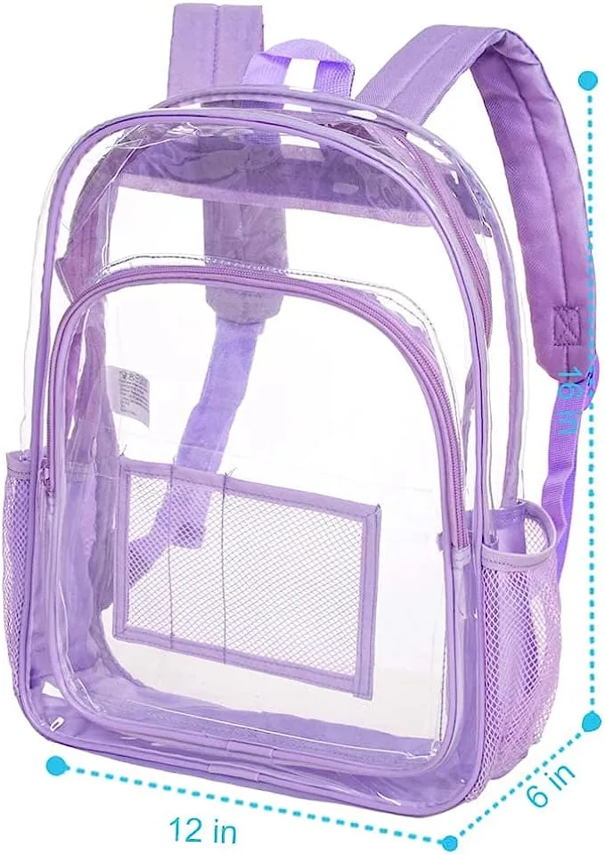 Heavy Duty Turquoise See Through Clear Trendy Backpack