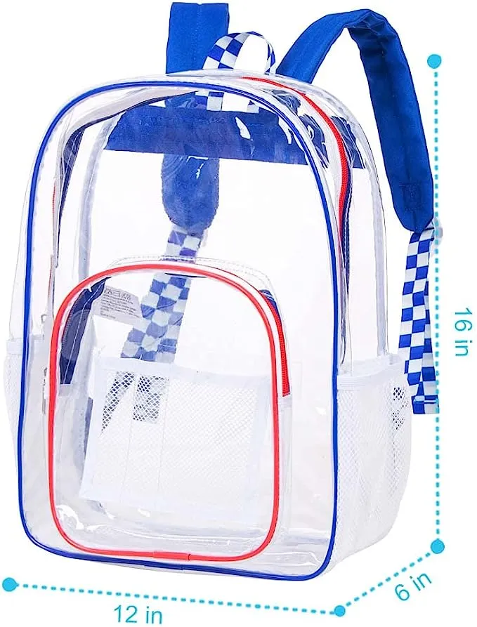 Heavy Duty Turquoise See Through Clear Trendy Backpack