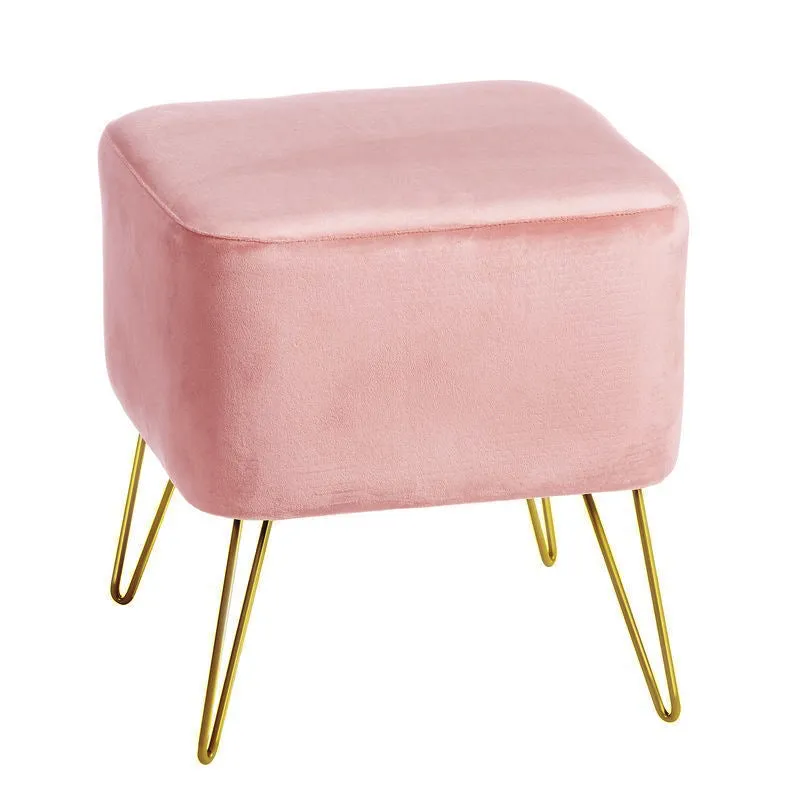 Ikat Velvet Pouf w/ iron legs