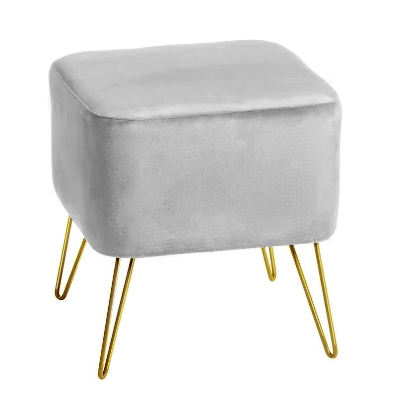 Ikat Velvet Pouf w/ iron legs
