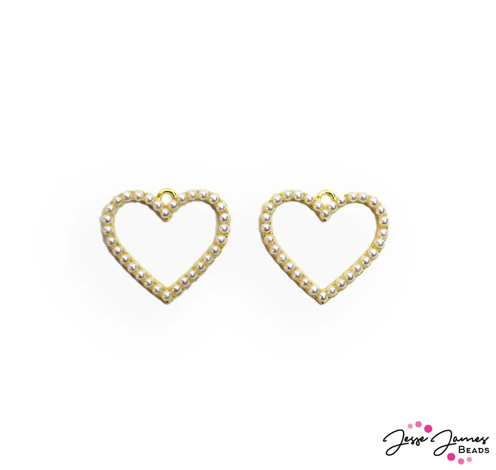 JJB Pearled Hearts Charm Pair