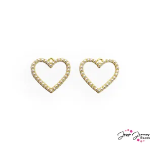 JJB Pearled Hearts Charm Pair