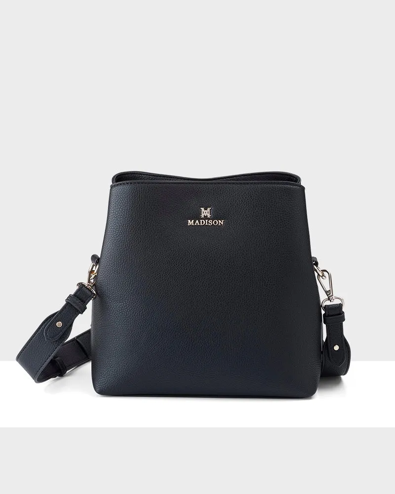 Joanie 3 Compartment Crossbody Bucket Bag   Graphic Bag Strap