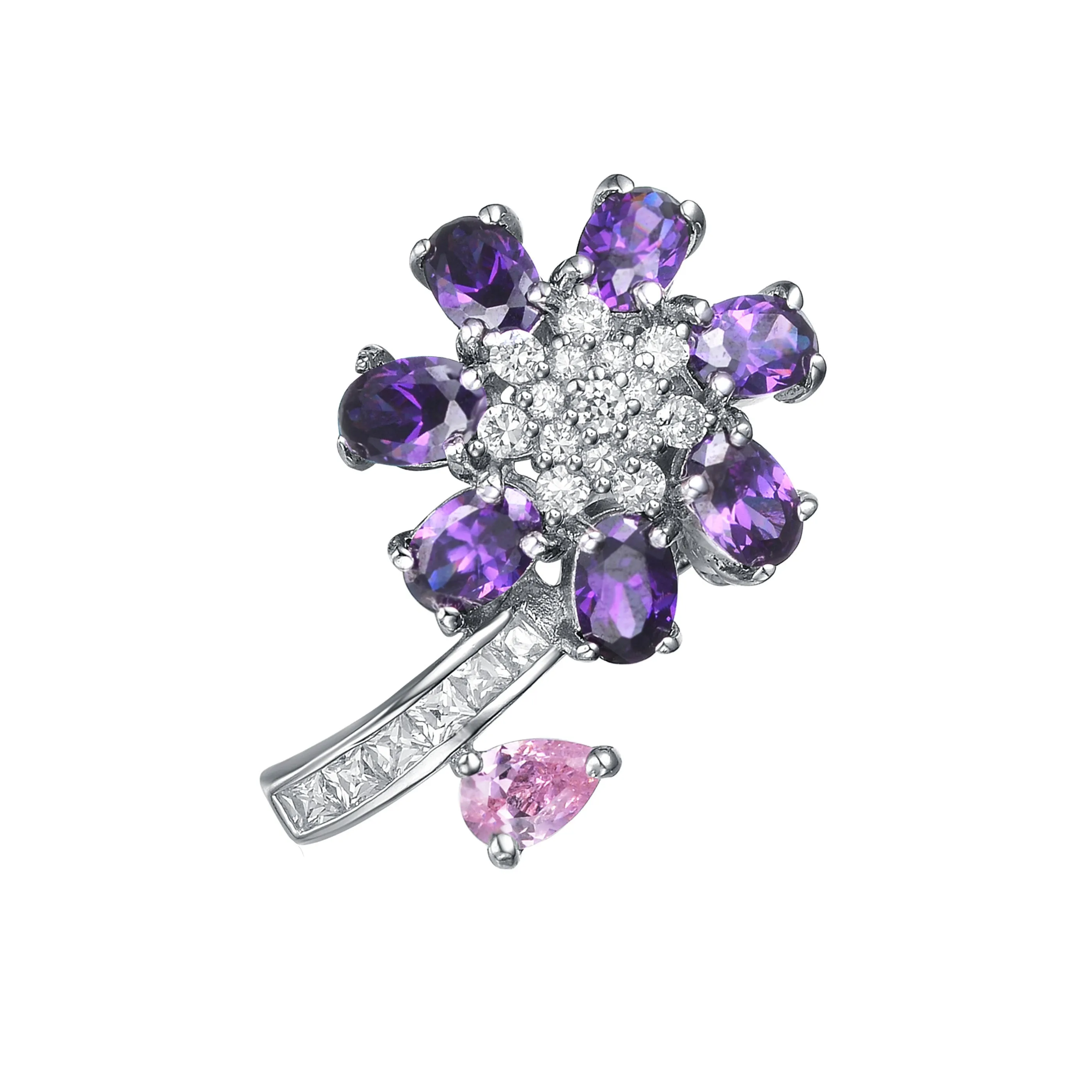 Juliette Violet And Pink Flower Pin