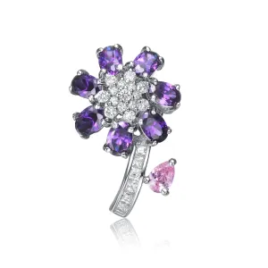 Juliette Violet And Pink Flower Pin