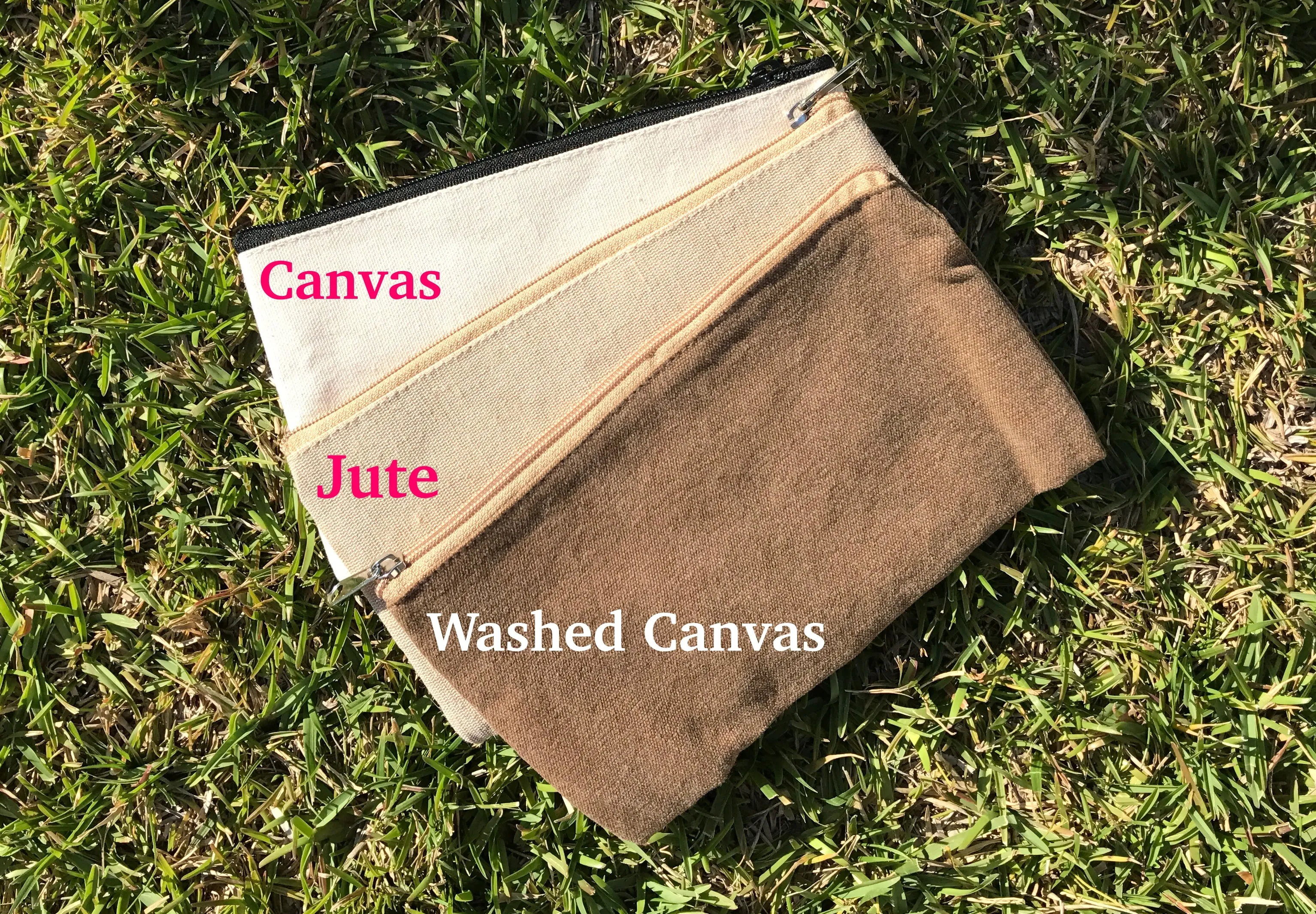 Jute Blend Zipper Pouch Bags, Multi-Purpose Travel Makeup Bag