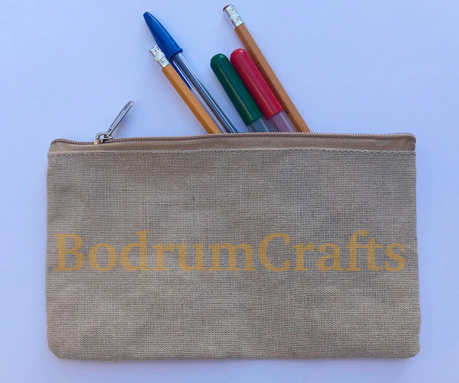Jute Blend Zipper Pouch Bags, Multi-Purpose Travel Makeup Bag
