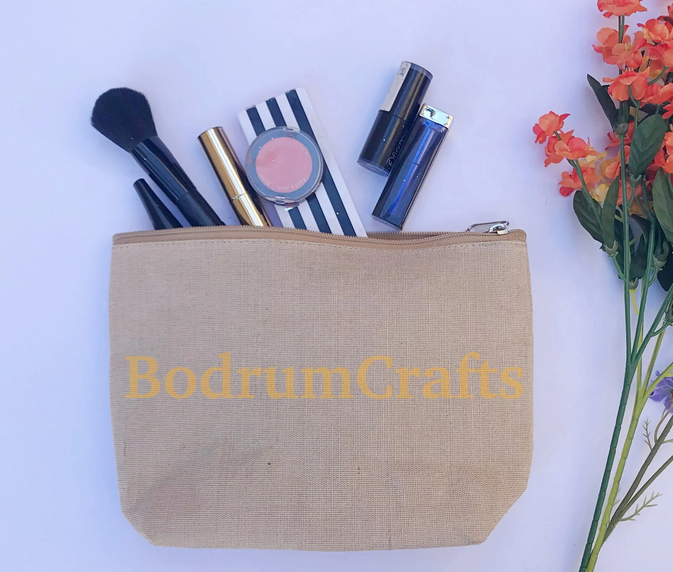 Jute Zipper Pouch Bags, Small Makeup Organization Bags