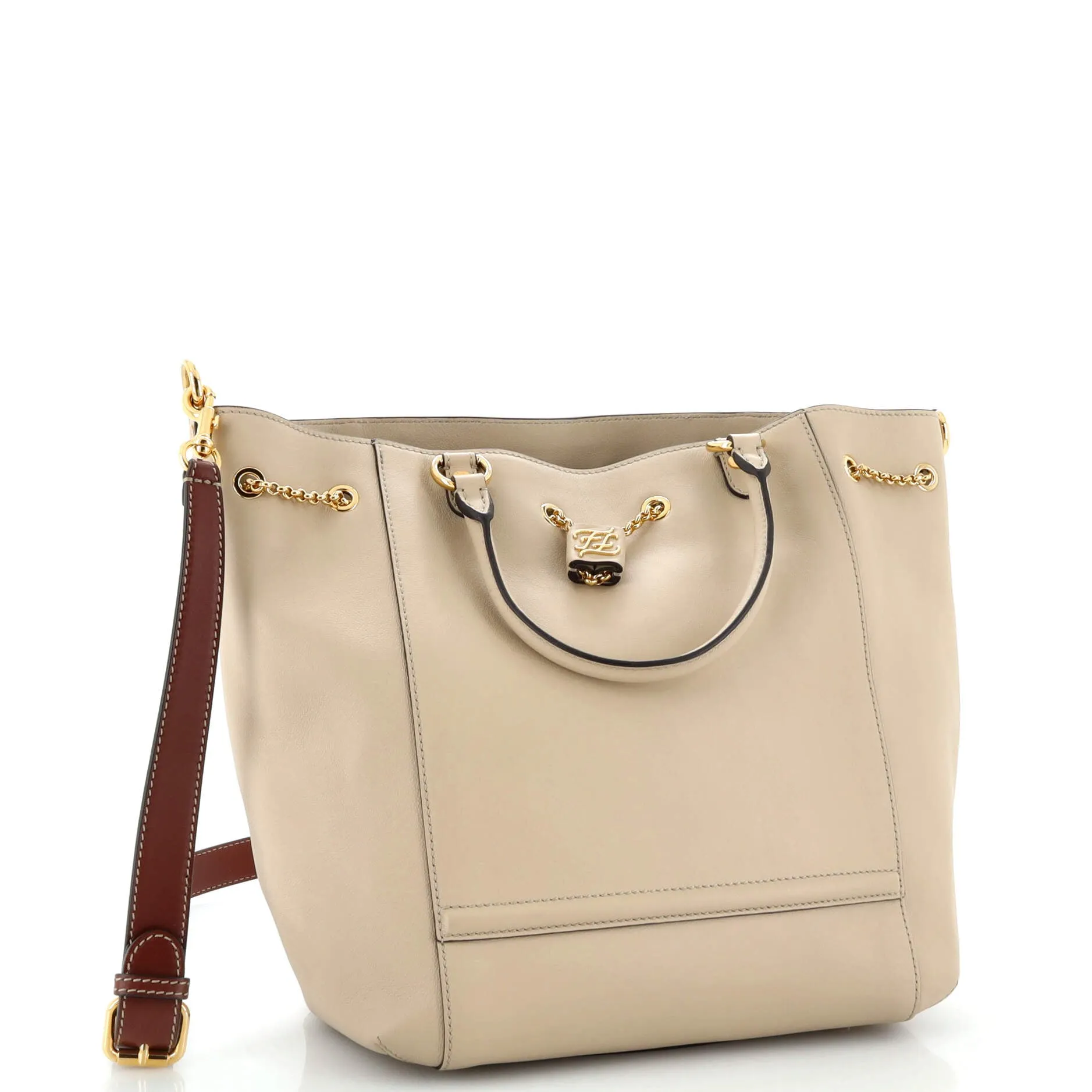 Karligraphy Chain Bucket Bag Leather Medium