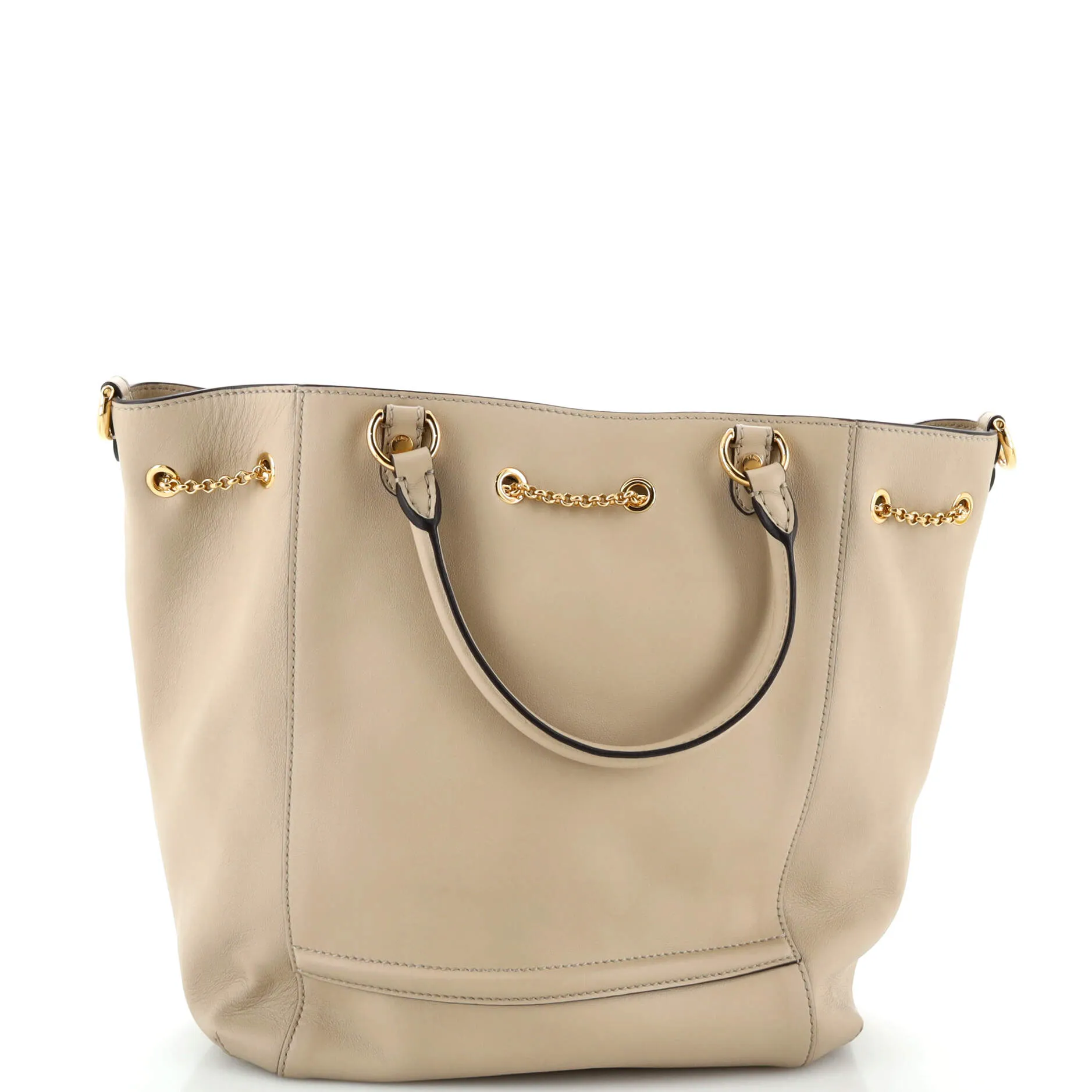 Karligraphy Chain Bucket Bag Leather Medium