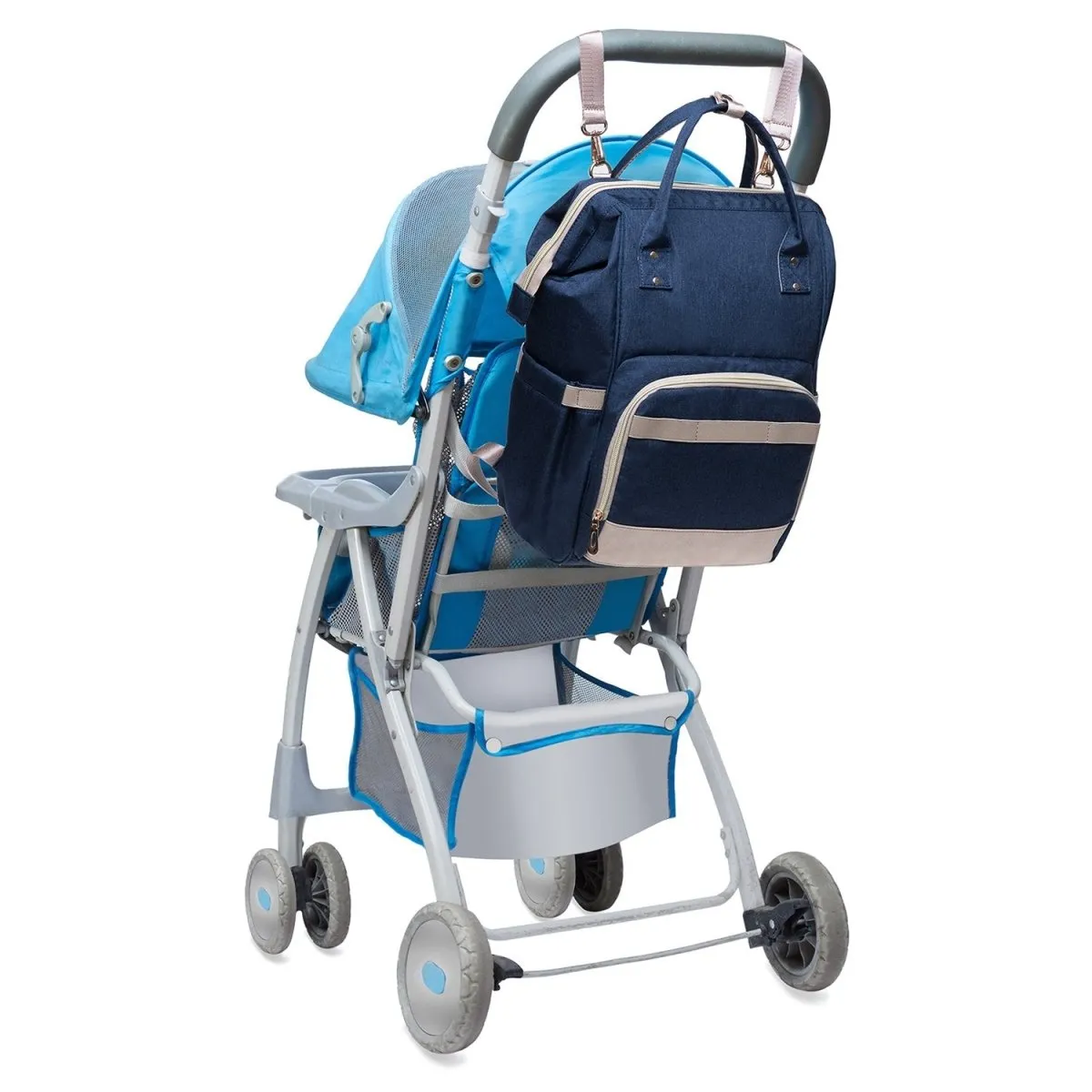 KAUKKO Diaper Bag Backpack with Pacifier Holder and Stroller straps - for Mom and Dad, Waterproof, one size, KT01-5 ( Mediterranean Blue / 18L）