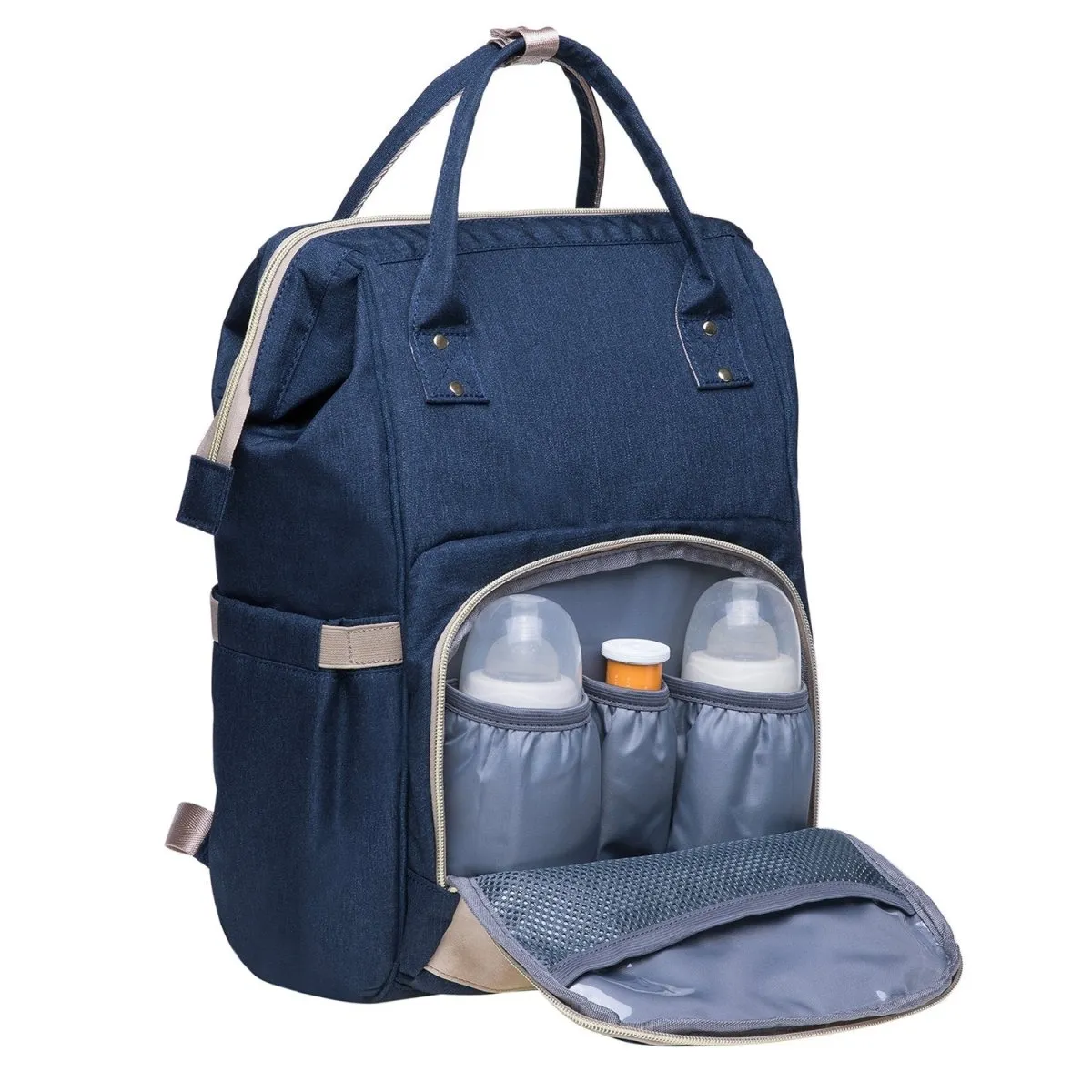KAUKKO Diaper Bag Backpack with Pacifier Holder and Stroller straps - for Mom and Dad, Waterproof, one size, KT01-5 ( Mediterranean Blue / 18L）