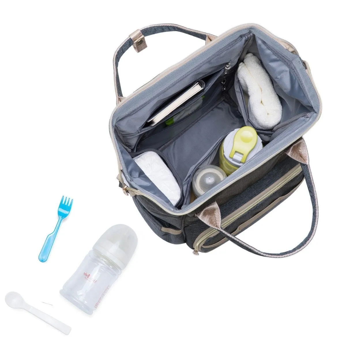 KAUKKO Diaper Bag Backpack with Pacifier Holder and Stroller straps - for Mom and Dad, Waterproof, one size, KT01-5 ( New York Gray / 18L）