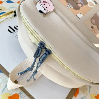 Kawaii Canvas Kekemi Bear Friends Plush Backpack - Kawaii Bag