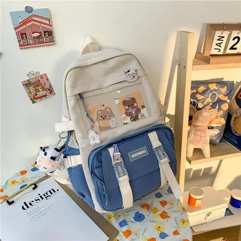 Kawaii Canvas Kekemi Bear Friends Plush Backpack - Kawaii Bag